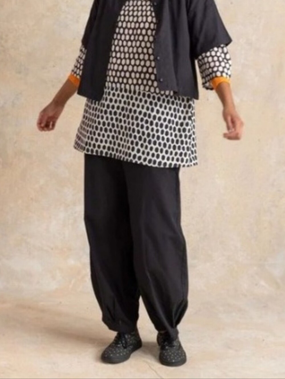 Gudrun Sjoden Vendela Woven Pants Black Organic Cotton Balloon Lagenlook Size S